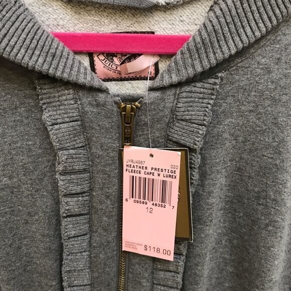 Juicy Couture Grey Hooded Poncho zip up sweatshirt - Picture 4 of 5
